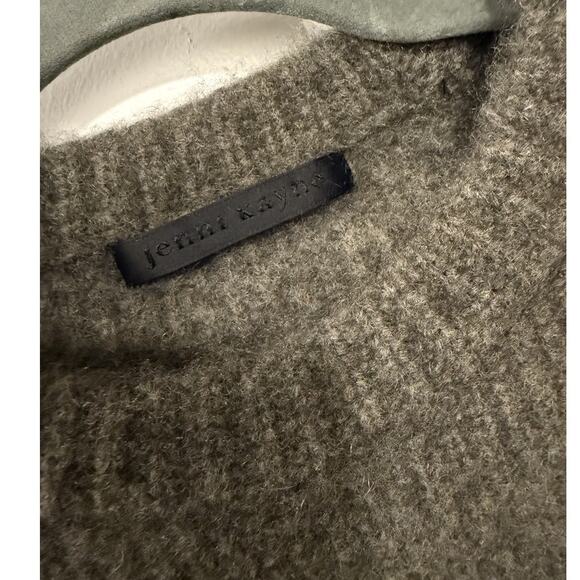 Jenni Kayne XS 100% Cashmere Fisherman Sweater $425 Fitted Olive Green/Dark Gray - Picture 5 of 9